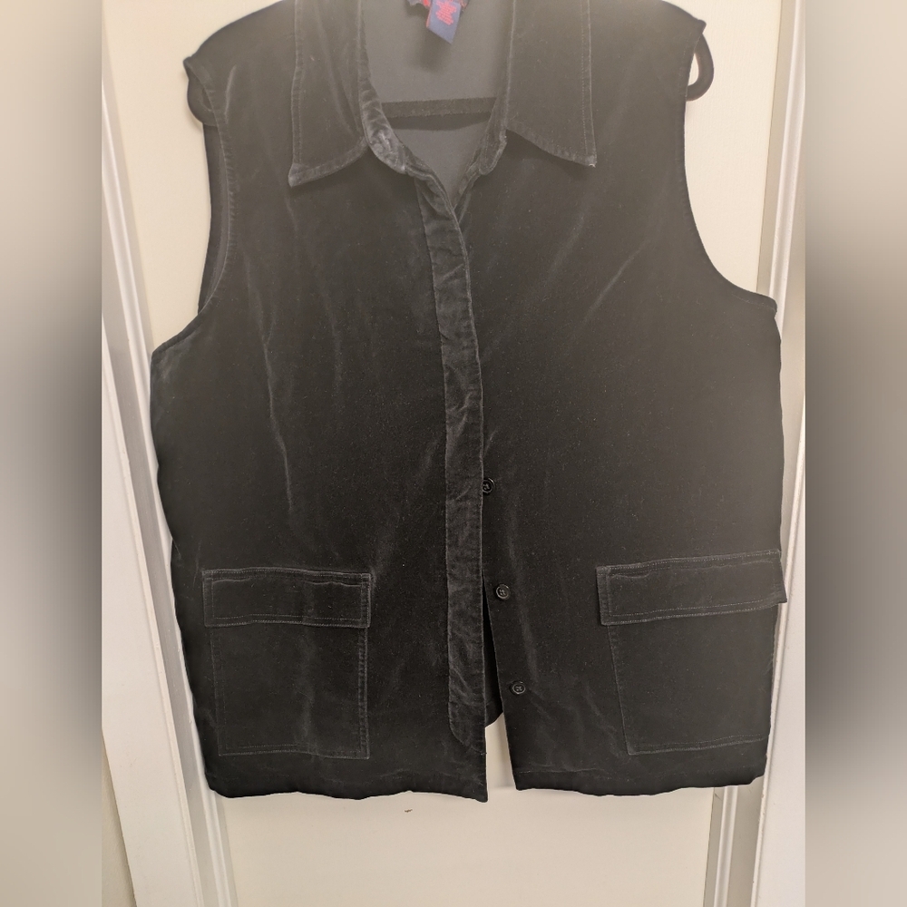 Denim&Co Classic Black Velveteen Vest